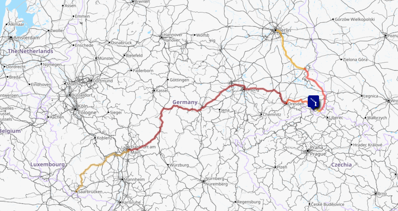 Screenshot of the route map for this day